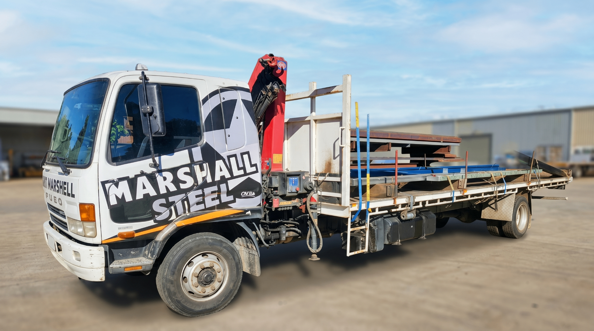 Marshall Steel crane truck loaded with steel — delivery across the Gold Coast and Northern Rivers NSW