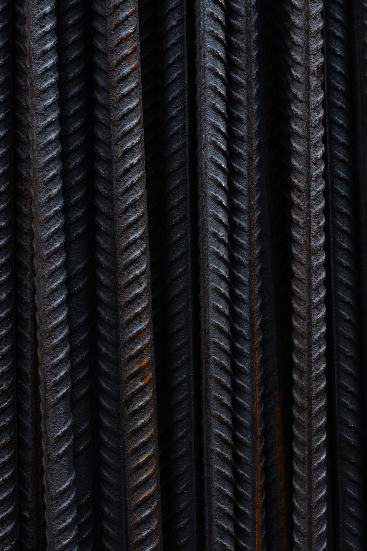 Mild steel round bar bundle — close-up at the Marshall Steel yard