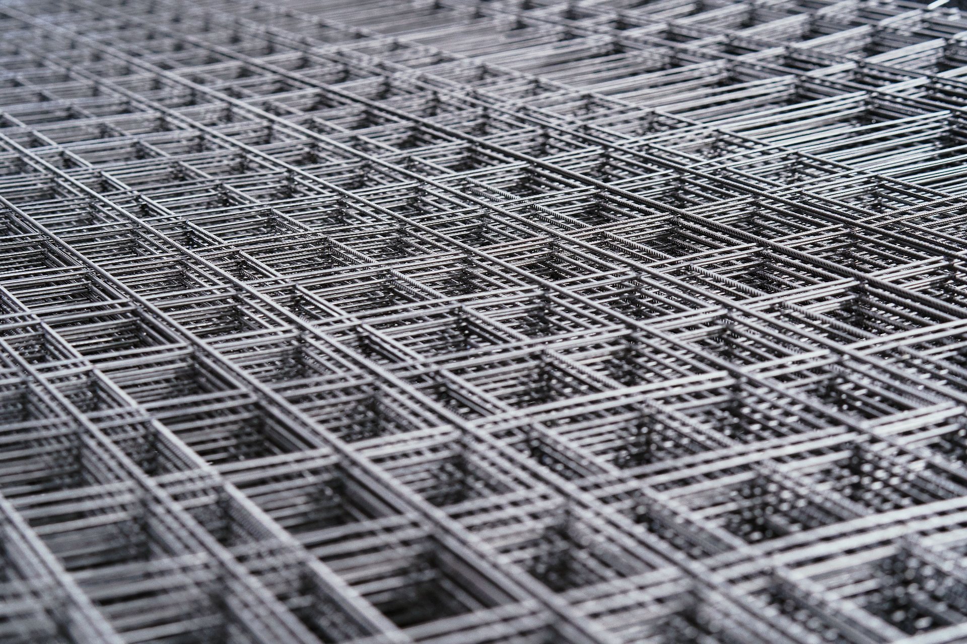Galvanised weldmesh sheets stacked at the Marshall Steel yard