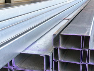 Galvanised C-purlin stack at Marshall Steel
